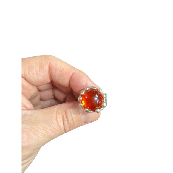 Mondo Mondo Magician Ring Sz 7 β925 Silver Red Glass Y2K Avant Garde Bold Witchy - Picture 2 of 8